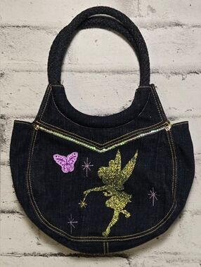Disney Store Tinkerbell Denim Bag Y2K Fairy Butterfly Purse